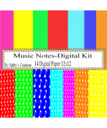 Music Notes Digital Kit-Digtial Paper-Art Clip-Gift Tag-Jewelry-T shirt-... - $37.30 MXN