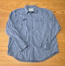 Aeropostale Pearl Snap Shirt Mens Size XL Western Rockabilly Gray Striped - $26.73