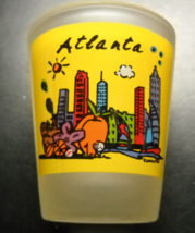 Atlanta Shot Glass Yellow Panels on Frosted Glass Stylized Cityscape and Heart - £5.50 GBP