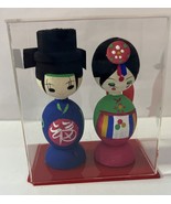 Pair of Korean Wooden Dolls Kokeshi Dolls Wedding Bride And Groom￼￼ - £9.38 GBP