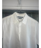 Perry Ellis Button Up Shirt Mens L Large White Linen Blend Short Sleeve ... - $352.84 MXN