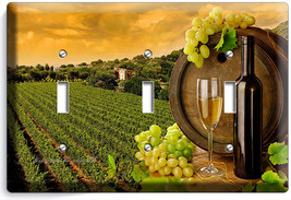 Tuscan Vineyard Rustic Wine Barrel Grapes Triple Light Switch Wall Plate Cover - £13.35 GBP