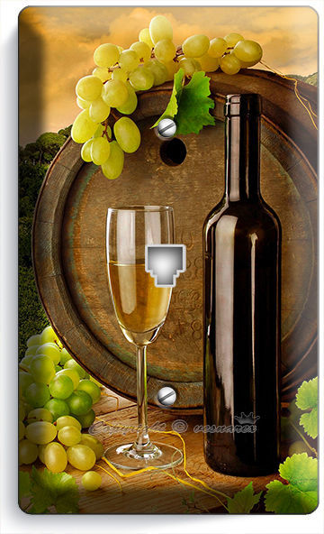 TUSCAN VINEYARD RUSTIC WINE BARREL GRAPES PHONE JACK TELEPHONE WALL PLATE COVER