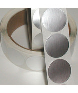 Dull Silver Metallic Foil Seals, 2 Inch Circle, Roll of 100 Peel &amp; Stick... - £10.89 GBP
