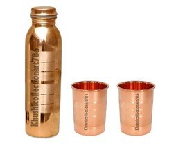 Handmade Copper Water Bottle Silver Touch Drinking Tumbler Glass Health ... - £18.33 GBP+