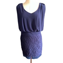 Laundry by Shelli Segal lace embroidered dress Navy Lace w/Chiffon Capelet sz 2  - £32.29 GBP