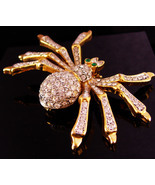 HUGE Vintage spider brooch - 3 1/4&quot; rhinestone pin - insect bug -  figur... - £138.68 GBP