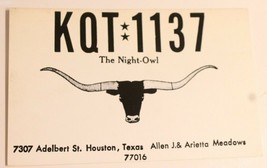 Vintage CB Ham radio Card KQT 1137 Houston Texas Amateur Lone Star  - £3.95 GBP