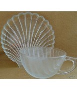 Vintage Anchor Hocking Shell  Glass Cup and Saucer 6.5 x 5.75&quot; USA - $11.88