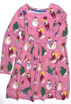Mini Boden Pink Festive Friends Holiday Santa Snowman Girls Dress Sz 7-8Y 128cm - £12.93 GBP