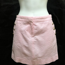J Crew 4 Skirt Pink White Striped Seersucker Cotton Mini A-Line Pockets - £15.34 GBP