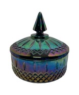 Vintage Indiana Glass Iridescent Princess Blue Carnival Glass Candy Dish... - $64.14 CAD
