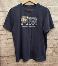 Life Is Good Mens LARGE Crusher T Shirt Jeep Blue Unlimited Smileage - £23.95 GBP