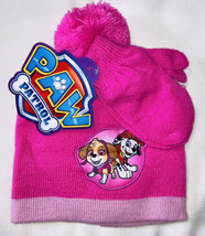 Girls Pink Childs Paw Patrol Winter Hat Mittens Kids Childs Beanie Nickelodeon - £6.31 GBP