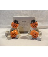 Vtg Brinns Taiwan Halloween Ghost Jack-O-Lantern Pumpkin Man Candle Hold... - $242.42 MXN