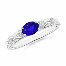 ANGARA Oval Tanzanite Vintage Style Ring with Diamond Accents in 14K Gold - £752.20 GBP