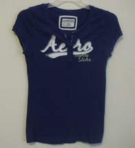 Womens Aeropostale  Stretch Blue Cap Sleeve Cotton Blend T Shirt Size XXL - £5.44 GBP