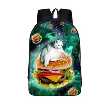 Imal kitten backpack cute cat eating tacos pizza children book bag teen backpack school thumb200