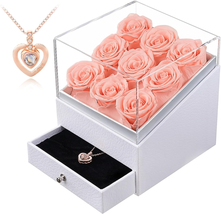 Mother&#39;s Day Gifts for Mom Her Wife, Preserved Roses with I Love You Heart Neckl - £28.73 GBP