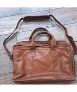 EKA Leather Briefcase Crossbody Laptop Document Case camel brown tan Vin... - $857.85 MXN