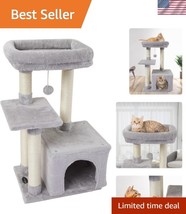 Stylish Grey Cat Tree with Sisal Scratching Posts for Indoor Play &amp; Rela... - $60.00
