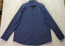 Tasso Elba Shirt Mens XL Navy Geo Print Cotton Long Sleeve Collared Button Down - £14.52 GBP