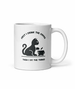 First Drink Coffee Cat White glossy mug - $17.45 CAD