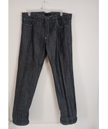 Q BY QRUEL Green/White EMBROIDERY POCKET BLACK DENIM JEANS MEN&#39;S SIZE 38X32 - $518.58 MXN