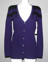 Ralph Lauren Purple &amp; Black Tight Knit Long Sweater Cardigan Wm&#39;s M NWT $119 - £39.95 GBP