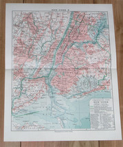 1925 Vintage Map Of New York City Brooklyn Jersey City Manhattan On Reverse Side - £24.91 GBP