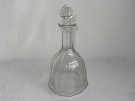 Vintage Pressed Clear Glass Decanter w Stopper Vertical Rib Pattern Bell... - $16.82