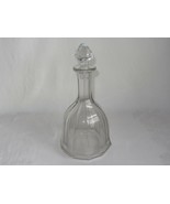 Vintage Pressed Clear Glass Decanter w Stopper Vertical Rib Pattern Bell... - £13.47 GBP