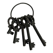 Heavy Cast Iron Skeleton Keys With Ring 5 keys Rustic Decor Jail House Church - £14.41 GBP
