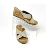 Dr. Scholl&#39;s Womens Gold Metallic Canvas Cork Wedge Heel Sandal Size 8.5 - $456.77 MXN