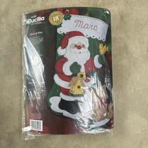 Plaid Bucilla Santa &amp; Kitty 2004 Felt Stocking Kit 85108 18 Inch New In Package - £18.64 GBP