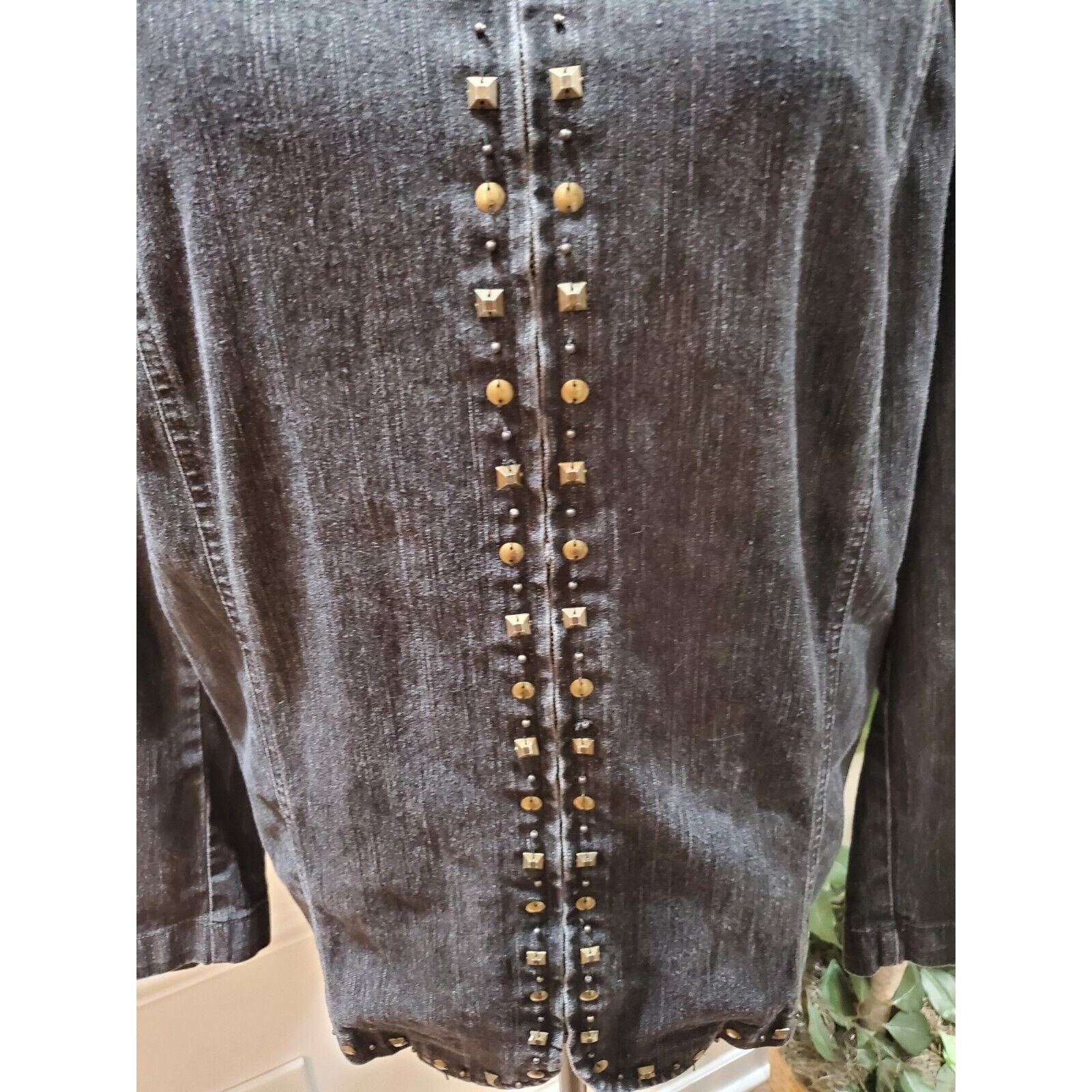 Alfred Dunner Women Gray Denim Ramie Long Sleeve Full Zip Casual Jacket Size 16W Item image 4