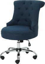 Navy Blue Chrome Tyesha Desk Chair From Christopher Knight Home. - £209.39 GBP