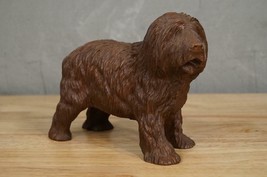 Vintage Red Mill Carved Pecan Shell Resin English Sheep Dog Weighted Fig... - £59.99 GBP