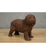Vintage Red Mill Carved Pecan Shell Resin English Sheep Dog Weighted Fig... - £59.05 GBP