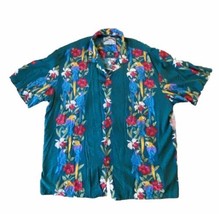 Vintage Paradise Found Hawaiian Shirt   Magnum Era Men&#39;s XL Parrots Flowers - £14.56 GBP