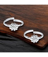 925 Real Sterling Silver cultural design women floral style Toe Ring - Pair - $27.44