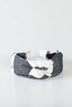 Linen Knot Headband Slate Blue White - $15.84