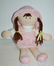 Baby Doll Brown Yarn Braids 13&quot; Pink Dress Hat Satin Feet Plush Stuffed ... - $237.86 MXN