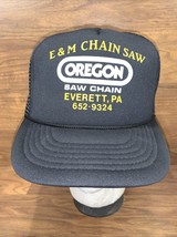 Vintage Oregon Saw Chain Mesh Snapback Trucker Hat E&amp;M Chain Saw Made In... - $19.00