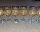 Cristalleria Fratelli Fumo Etched Swirl Italian Wine Glasses Amber set of 6 - $49.45