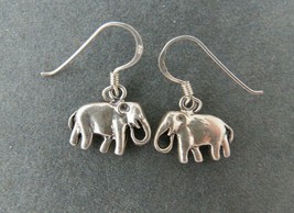 Sterling Silver Elephant Earrings Drop Dangle 1&quot; Long Pierced Wire Super... - £7.96 GBP