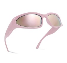 Y2K Wrap Around Sunglasses for Women Men Sliver Oval Fashion Trendy Spor... - $16.44