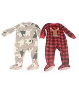 Carter’s Just One You Baby Sleeper Pajamas 12M Moose Bear Footed Lot of 2 - $9.89