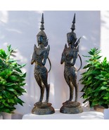 Bronce Figura Tailandia 39cm Hecho a Mano Wachsguss Deco Thai Masaje Yog... - $434.22 CAD