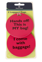 2 Luggage Identification Name Tags 3 Inch Diameter Humorous Pink Easy to... - £4.91 GBP